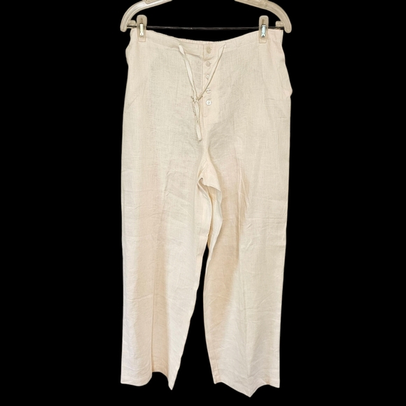 Vintage Linen Real Comfort Quiet Luxury Wide Leg Pants Vacation Old Money - Picture 1 of 8